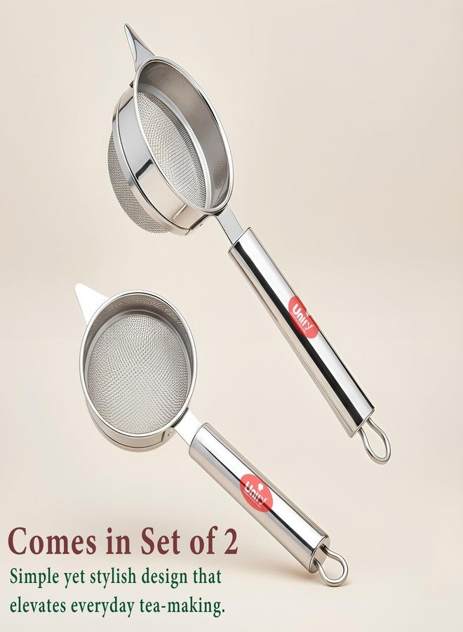 Unify 2 Pieces Stainless Steel Tea & Coffee Strainer | Fine Mesh Chhalni for Milk, Spices & Kitchen Use | Rust-Proof, Durable & Easy-to-Clean - Silver - Image 5